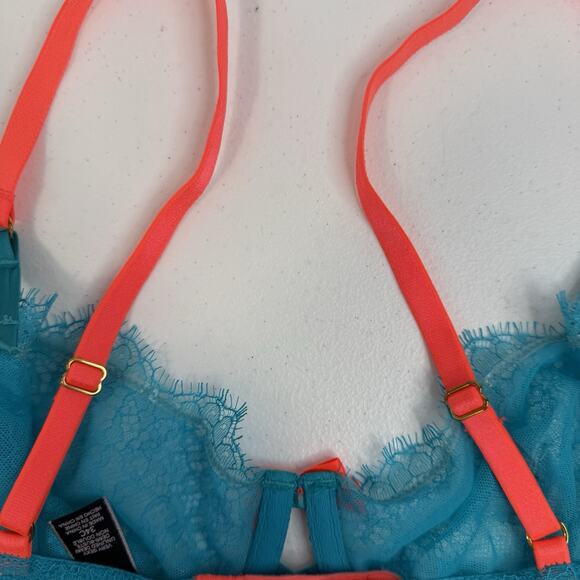 Victoria's Secret 34C Bra Very Sexy Unlined Demi Push Up Underwire Sheet Teal - Picture 6 of 16